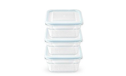 Glasslock Square Food Storage 3 Container Set (3.3cups/781ml)