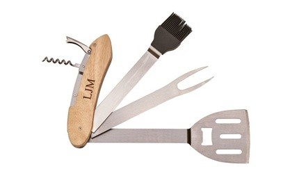 Creative Gifts 015802 Folding BBQ Tools with Wood Handle & 20 in. 