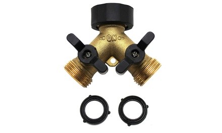 2-Way Y Brass Hose  Connectors ,Super Heavy Duty Brass Splitter