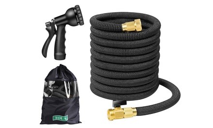 50FT Garden Hose, Extra Strength, No-Kink Water Hose Brass Connectors