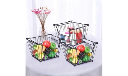 3Pack Wrought Iron Fruit And Vegetable Home Livingroom Decoration Storage Basket