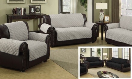 Water-resistant Quilted Reversible Furniture Slipcover for Chair, Loveseat, or Sofa