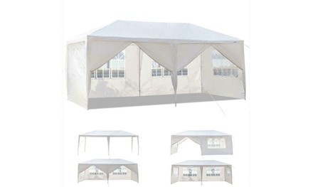 10'x20' White Outdoor Gazebo Canopy Wedding Party Tent 6 Removable Window Walls