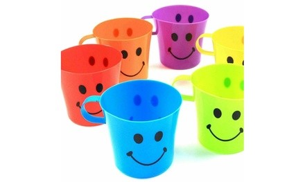 8 Pack Plastic Children's Smiley Face Mug 