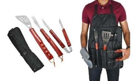 7-Piece Cooking Tool BBQ Utensil Set With Apron Bag 