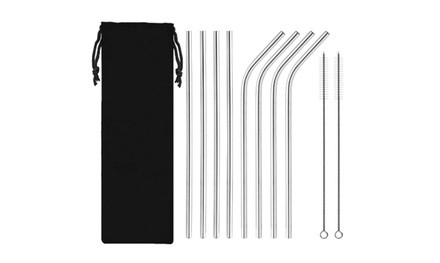 304 Stainless Steel Colored Metal Drinking Straws with Brush (10-Pack) new