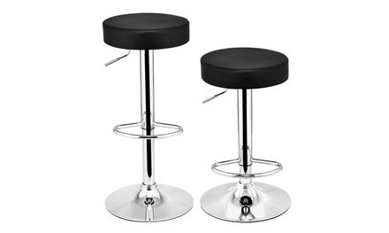 2PC Leather Adjustable Bar Stools Counter Height Swivel Stool