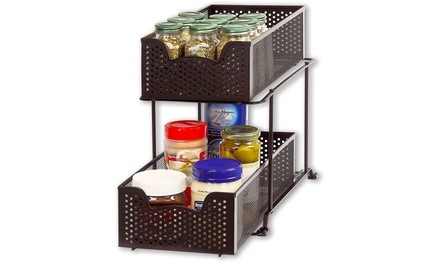 Simple Houseware 2 Tier Sliding Cabinet Basket Organizer Drawer