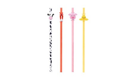 12pcs Kikkerland Farm Animals Biodegradable Paper Straws