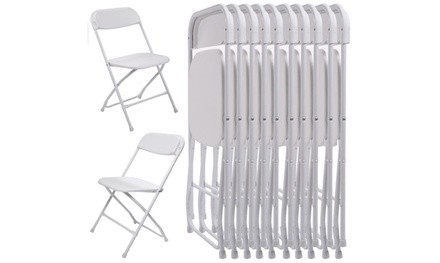 New 10Pcs Commercial White Plastic Folding Chairs Stackable Wedding Party Chair