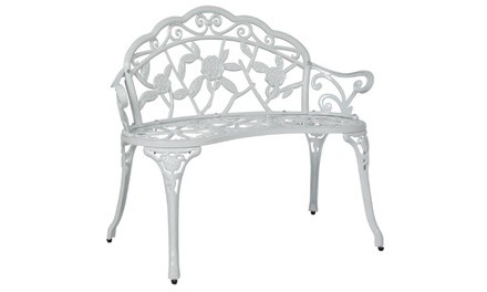 Outdoor Patio Garden Furniture Cast Iron Antique Rose - White