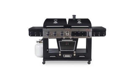 4-in-1 Gas & Charcoal Combo Grill with Smoker