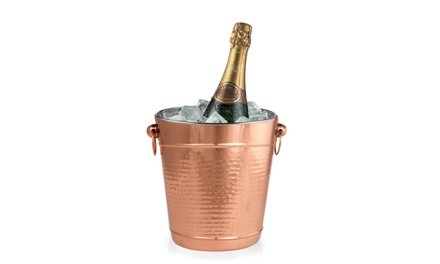 Copper Stainless Steel Champagne Bucket - Hammered Wine Bottle Cooler Ice Bucket