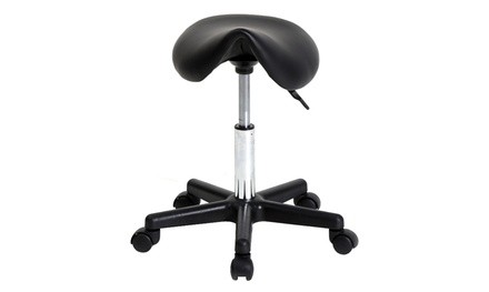 Saddle Stool Plastic Flat Feet Rotation Bar Stool Black