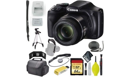 Canon PowerShot SX540 Digital Camera Black - USB Card Reader  Wallet - Strap SLR