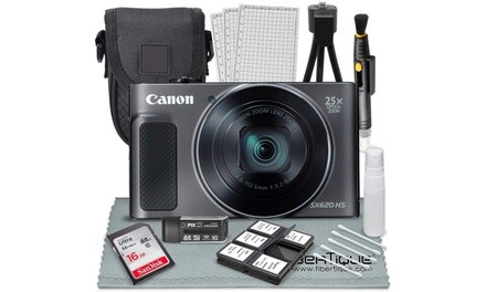 Canon PowerShot SX620 HS Digital Camera Black along with 16GB, Deluxe Accessory 