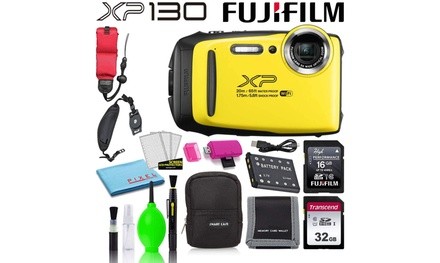 Fujifilm FinePix XP130 Waterproof Digital Camera Yellow Best Value Accessory Bun