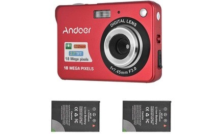 Andoer Mini Digital Camera with 2pcs Rechargeable Batteries 720P HD 8X Digital Z