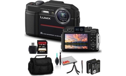 Panasonic Lumix DC-TS7 Digital Camera Black DC-TS7K - Bundle - with 256GB Memory