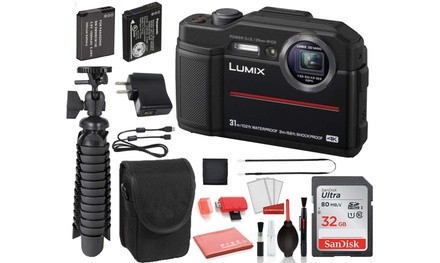 Panasonic LumixDC-TS7 Digital Camera Black DC-TS7K with Accessory Bundle Package