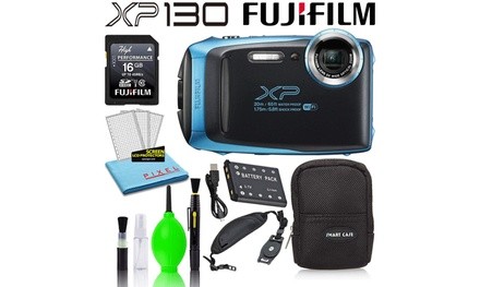 Fujifilm FinePix XP130 Waterproof Digital Camera Sky Blue Basic Accessory Bundle