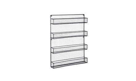 4-Layer Black Wall-Mounted Spice Rack 