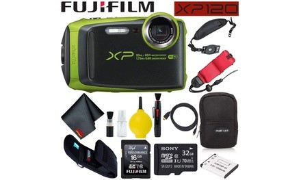 Fujifilm FinePix XP120 Waterproof Digital Camera 600019756 Lime Accessory Bundle