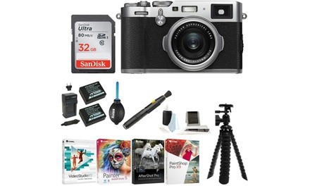 Fujifilm Digital Camera Silver with 32GB SD Card  Accessory Bundle