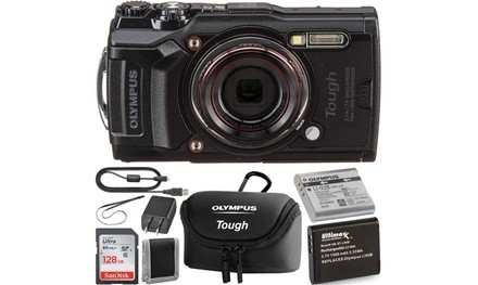 Olympus Tough TG-6 Digital Camera Black with Olympus Tough Neoprene Case Black