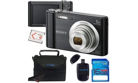 Sony Cyber-Shot DSC-W800 Digital Camera Black  16GB Memory Card Accessory Bundle