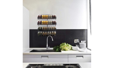 Black Wall-Mounted Spice Rack For Cabinet Sideboard Doors