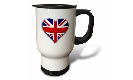  Travel Mug British Flag Heart - UK Union Jack for England and Great Britain fa