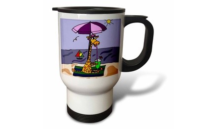  Travel Mug Funny Giraffe at the beach - 14oz 