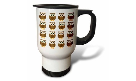  Travel Mug Brown Owls Print - 14oz 