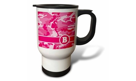  Travel Mug Cute Pink Camo Camouflage Letter B - 14oz 