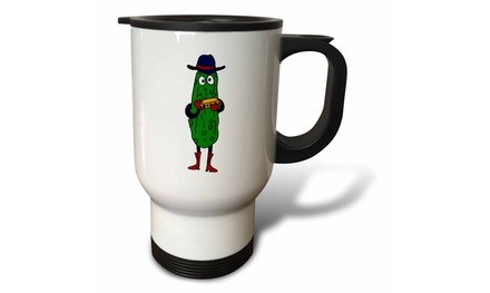  Travel Mug Funny Pickle Playing the Harmonica - 14oz 