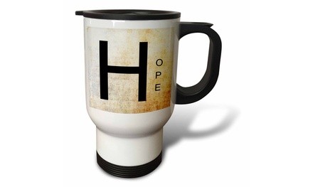  Travel Mug HOPE - Inspirational Word Art - Grunge Style - 14oz 