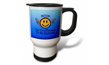  Travel Mug Im Too Blessed To Be Stressed on Blue - 14oz 