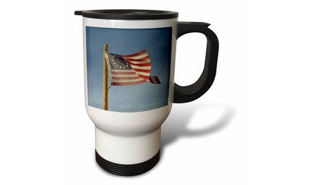  Travel Mug USA, Arizona. Betsy Ross US flag flying in breeze - 14oz 