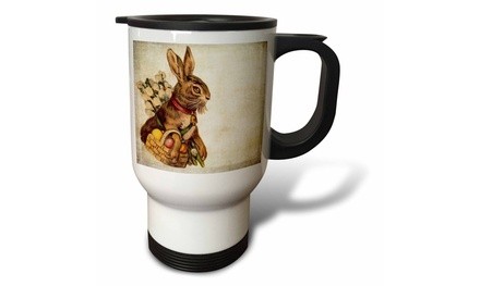  Travel Mug Vintage Rabbit With Basket - 14oz 