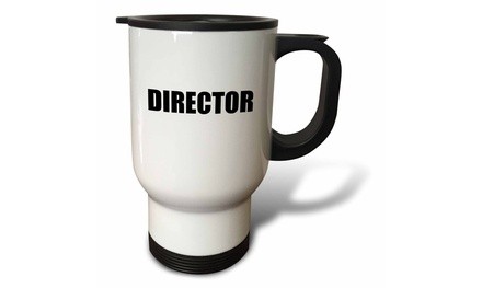  Travel Mug Director - film industry job pride - black and white text - proud o