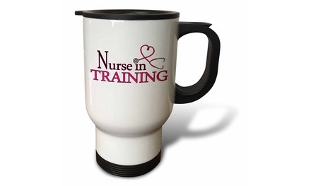  Travel Mug Nurse in Training Pink Heart Stethoscope - 14oz 