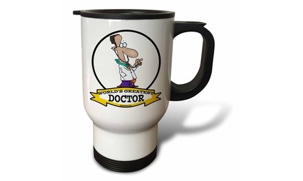  Travel Mug Funny Worlds Greatest Doctor Cartoon - 14oz 