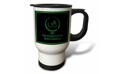  Travel Mug A green Om symbol with a black background - 14oz 