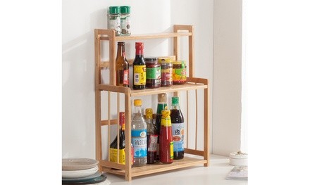 3-Tier Wood Spice Rack Standing Kitchen Countertop Organizer US Stock