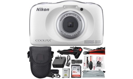 Nikon COOLPIX W150 Digital Camera White  Case, Strap, Tripod, Card Reader/Writer