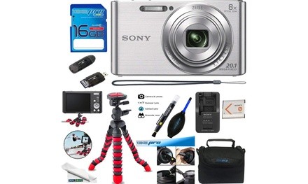 Sony DSC-W830 Digital Camera Silver - Essential Accessories Bundle