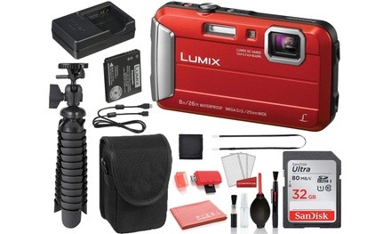 Panasonic Lumix DMC-TS30 Digital Camera Red DMC-TS30R with Accessory Bundle Pack