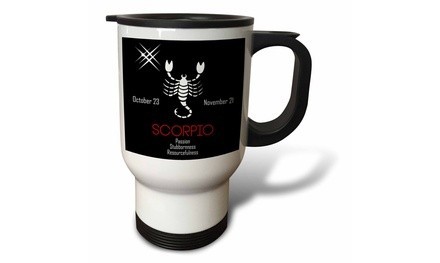  Travel Mug Zodiac symbol Scorpio on black background - 14oz 