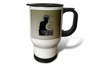  Travel Mug Vintage French Black Cat - 14oz 